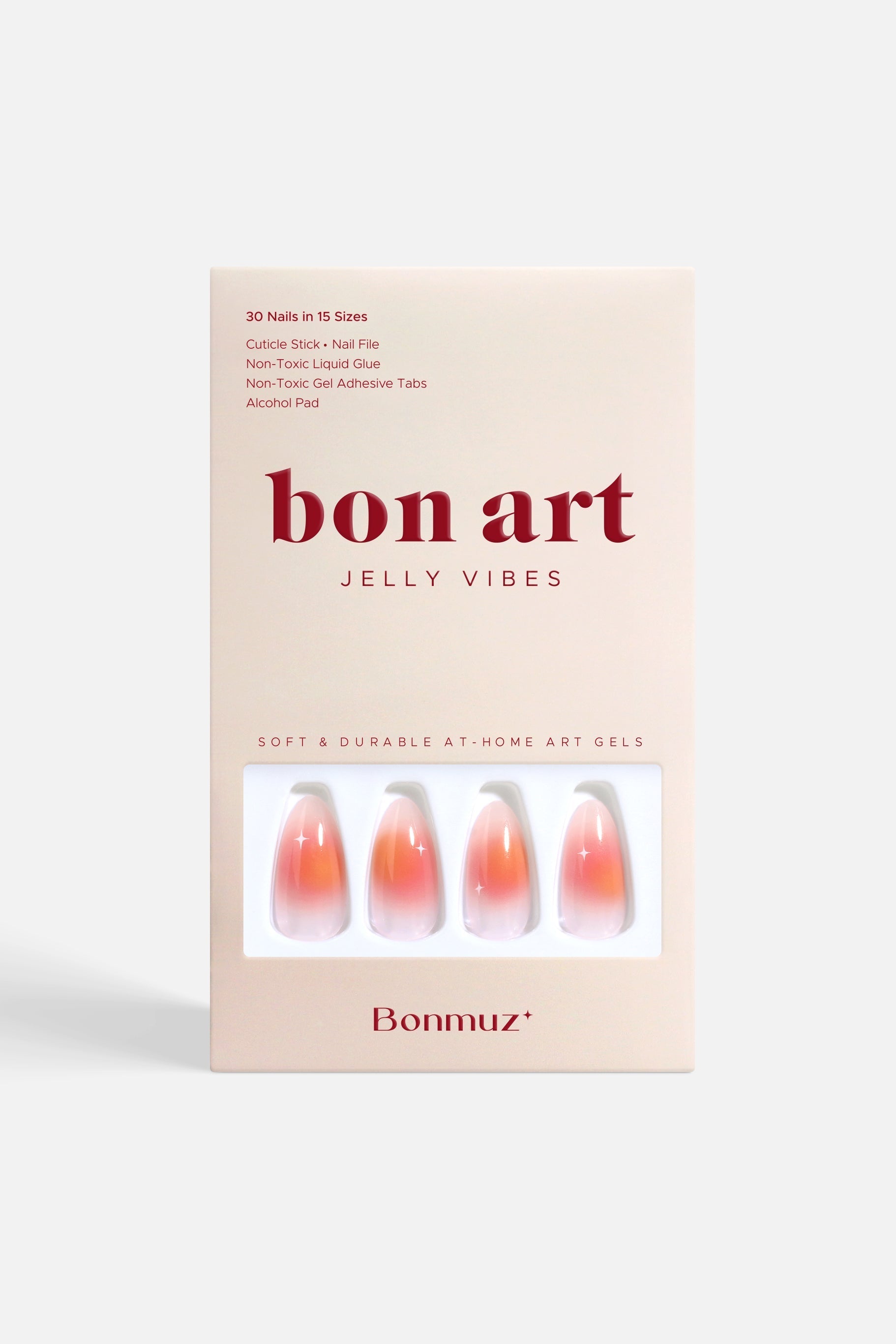 Bonmuz - Coral Sunset | Soft & Durable Press-On Nails