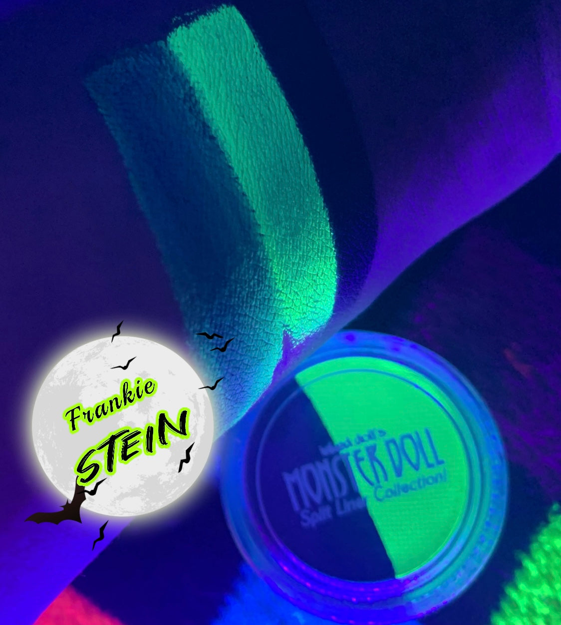 Inked Doll Cosmetics - (HUGE!) Monster Doll FRANKIE STEIN *UV Neon Pastel* SPLIT LINER/FACE/BODY PAINT!