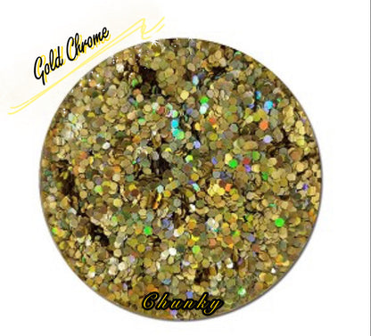 Inked Doll Cosmetics - GOLD CHROME (CHUNKY or FINE) Holographic Glamdoll Glitter