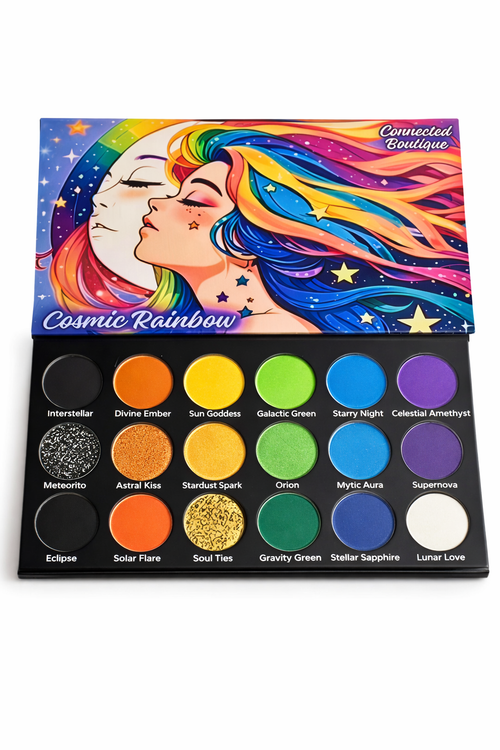 Connected Boutique - Cosmic Rainbow 18‐Shade Eyeshadow Palette – Celestial Hues & Glitter