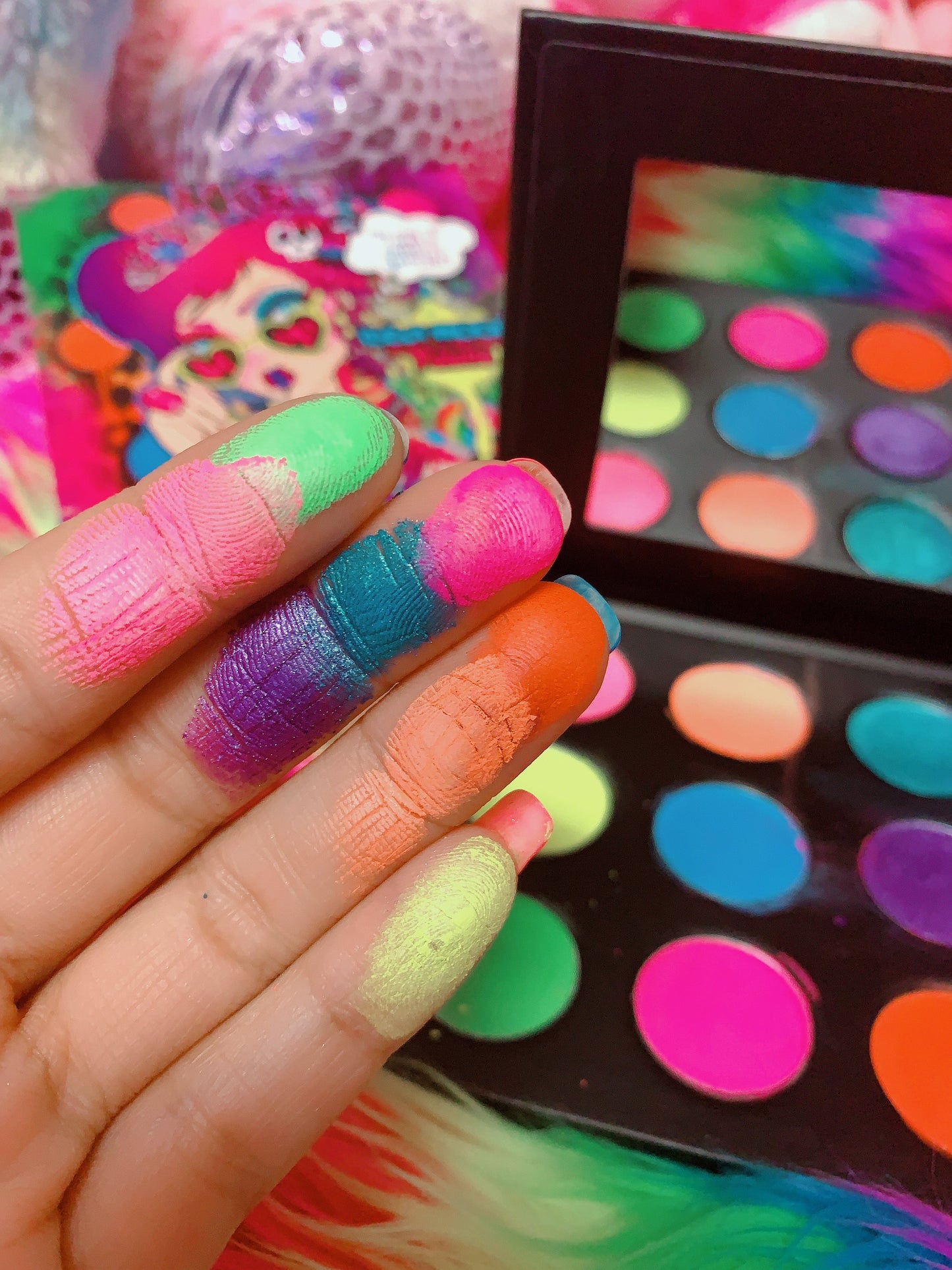 Inked Doll Cosmetics - ISSA MOOD!! 9 PC MINI *BLACKLIGHT* NEON PALETTE