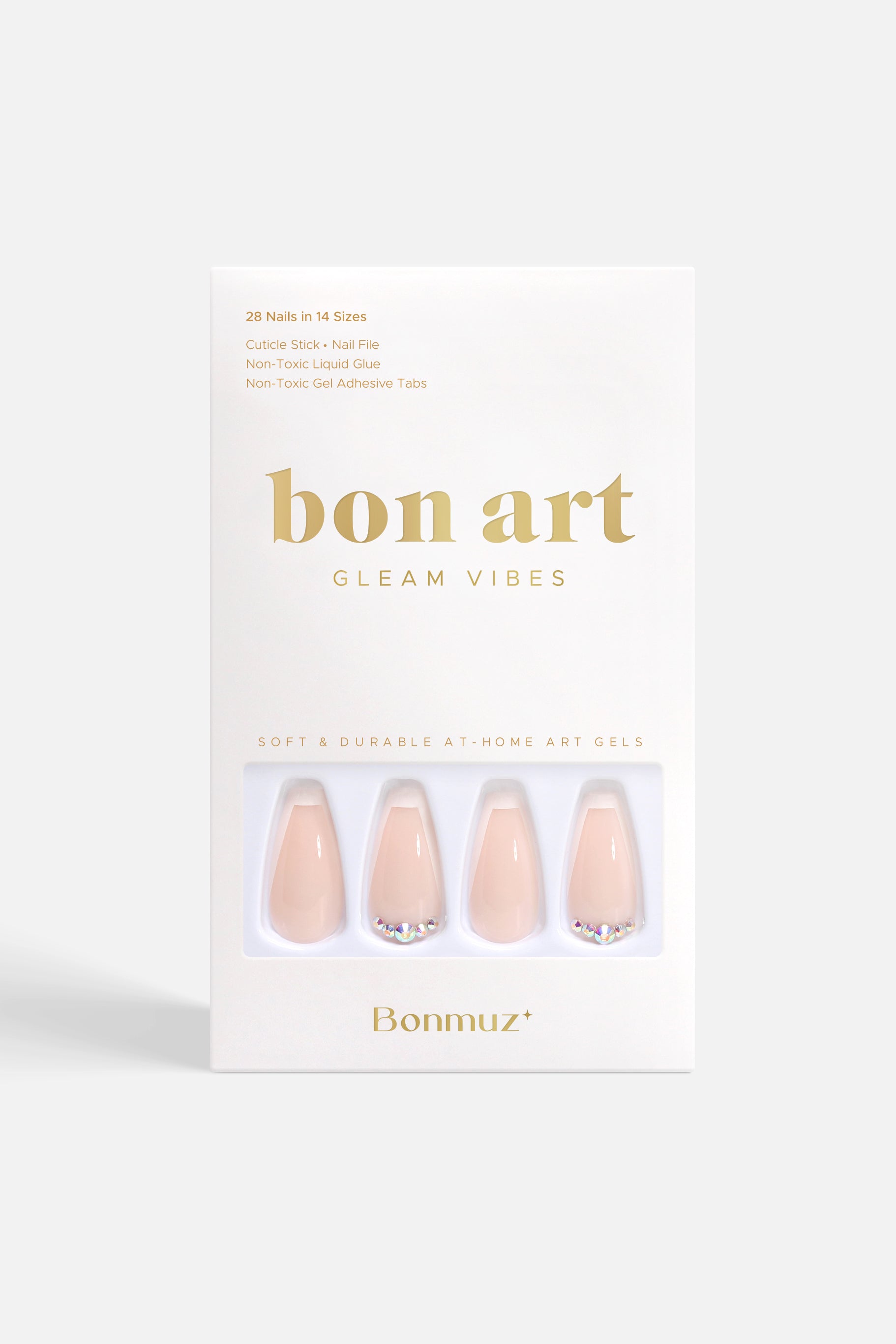 Bonmuz - Beige Twinkle | Soft & Durable Press-On Nails