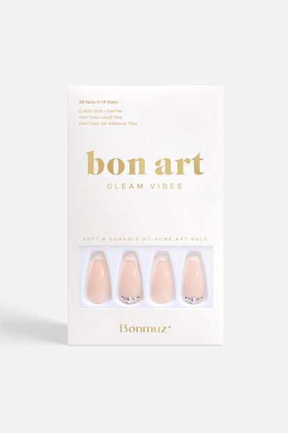 Bonmuz - Beige Twinkle | Soft & Durable Press-On Nails