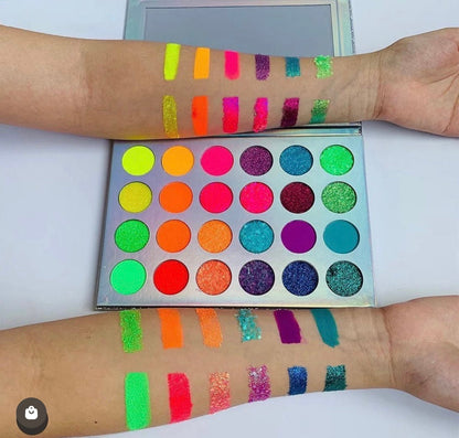 Inked Doll Cosmetics - NEON LIGHTS (24PC) *BLACKLIGHT!* Pigment/Glitter Pallete!