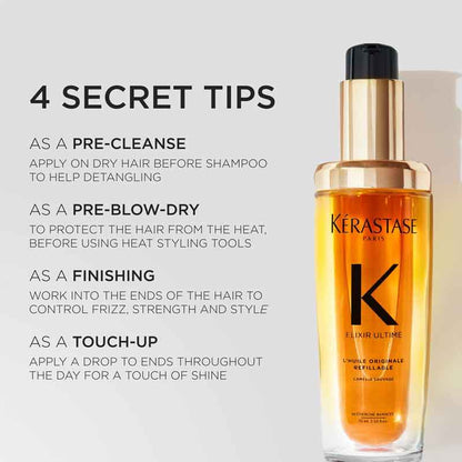 Kérastase Elixir Ultime Huile Originale Hair Oil with 75ml Refill For Dull Hair