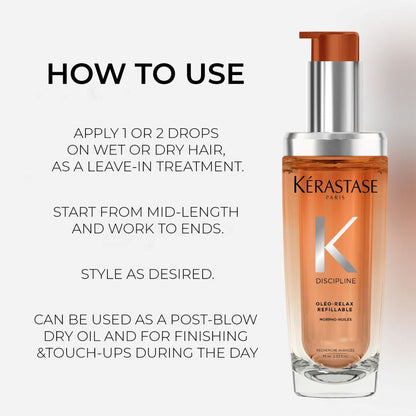 Kérastase Discipline Hair Oil For Frizzy Hair In Refillable Bottle